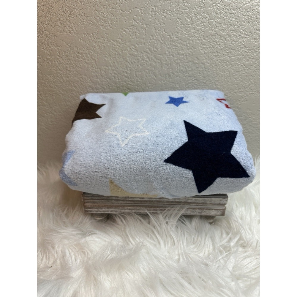 $31 🌙 Circo Target Blue Baby Blanket Stars Soft Lovey Fleece Sherpa‎ Back